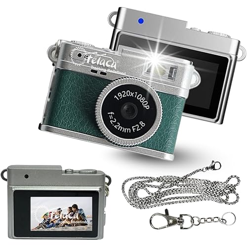 Mini Digital Camera with Filter Modes, 1080p FHD Video, Flashlight & Keychain | Portable Cute Vlogging Camera for Travel, Gifts & Fun, Viral Camera (Dark Green)