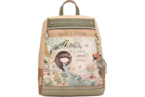 Anekke damski plecak spacerowy - Plecak ze sztucznej skóry z uchwytami i kieszeniami - Design z uchwytem Amazonia - Akcesoria i akcesoria damskie - 26x32x10 cm, Wielobarwny