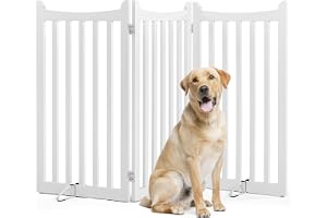 Yaheetech Avstängningsgaller hundskyddsgaller, H x B): 90,5 x 151,5 cm, spisskyddsgaller med 2 stödfötter, fällbart hundgalle