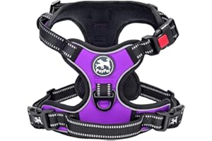 PoyPet Uprząż dla psa bez ciągnięcia, przednia kamizelka odblaskowa dla psów z łatwym uchwytem i tyłem, idealna do codziennego treningu, spacerów, biegania (fioletowa, rozm. S)