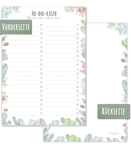 paper&you® Lista della spesa A5 [foglia d'oro] 50 fogli - Blocco con planner dei pasti per tutta la settimana sul retro - sostenibile e rispettoso del clima
