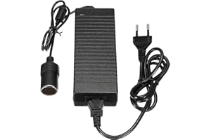 LEIKURVO Przetwornica napięcia, 230 V na 12 V, adapter samochodowy 15 A, 180 W, maks. adapter inwerterowy z wtyczką zapalniczki samochodowej do lodówki i wyposażenia samochodu