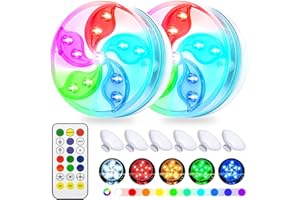 auvstar LED Poolbeleuchtung Unterwasser Pool Licht UnterwasserLicht Bunte LED-Tauchleuchten für Badewanne Wiederaufladbare Farbwechselnde Whirlpool Lichter Unterwasser(Stil A 2 Stück)