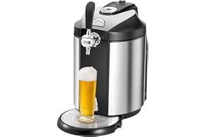 Clatronic BZ 3740 nalewak do piwa do wszystkich dostępnych na rynku beczek imprezowych o pojemności 5 l, wyświetlacz LED do wygodnej regulacji temperatury/chłodzenia w zakresie 2°C-12°C, wysokiej jakości obudowa ze stali nierdzewnej