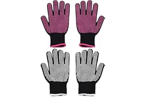 NYXSEAT 2 Paia di Guanti Resistenti al Calore, Ignifughi, da Cucina Isolati, da Forno Antiscivolo - per Cuocere, Grigliare, Capelli Ricci (Nero)