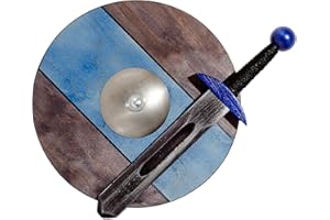 MEILAN Small Viking/Knight Blue Set: Sword 40cm / 15.75in and Shield 34cm / 13.4in Wooden Toy for Kids/Children