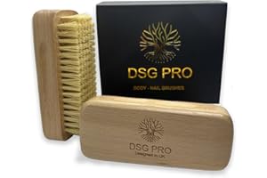 DSG PRO 2-Piece Wood Nail Brush Set | Fingernail Cleaner and Scrubber for Men, Women, Girls | Natural Wooden Nail Cleaning Tools for Home Spa, Manicure, Pedicure | Nail Polish Remover, Exfoliator