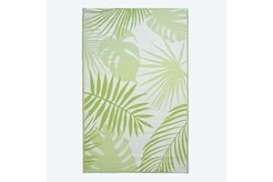 HOMESCAPES Luxury Large Outdoor Rug Waterproof Mats for Garden Patios, Camping Picnic Carpet, Reversible 100% Recycled Plastic, Seamless & Skilfully Woven, White & Green, Portable Indoor or Outside
