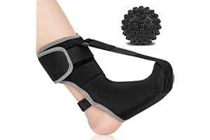 AUEJACKY Attelle de nuit pour fasciite plantaire avec balle de massage,chaussette pour soulager les douleurs aux pieds(Noir)