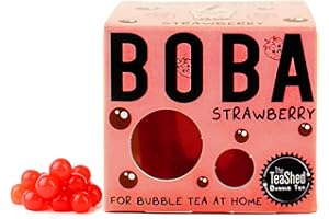 THE *TEASHED Strawberry Fruit Juice Filled Popping Boba for Bubble Tea and Dessert Toppings | 150g 3 Servings | Vegan | By THE TEASHED