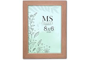 AI Decor 8x6 Inch Oak Picture Frames (20.3x15.2 cm) Poster Frame - Clear Acrylic Display Poster MDF Wooden Portrait/Panoramic - Flat Wall Mount Hang Hooks & Free Tabletop Stand