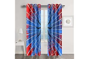 OSUNBD Spider Web Curtains - Superhero Theme - Blackout Thermal Insulated Drapes for Kids Room, Bedroom, Living Room - Blue & Red Design - 42 x 84 Inches, 2 Panels