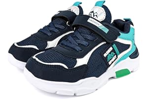 BOGERDACK Boy's Mesh Breathable Running Shoes, Lightweight, Hook & Loop,Comfortable Anti-Skid Breathable Sneakers for Kids Outdoor Activities