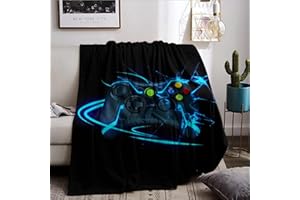 ‎HZVRTN HZVRTN Blauer Spielkonsole Decke 130 x 150 cm,Gamer Decke für Teenager, Jungen und Mädchen, Moderne Bett und Sofadecke mit Spielkonsolenmuster
