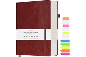 OFFIGIFT College Ruled Notebook, Large A4 Hardcover Leather Journal, 312 Numbered Pages Writing Journal, 100gsm No Bleed Paper, Lined Journal Notebook for Women Men School Office, Burgundy