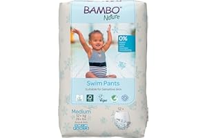 ‎BAMBO NATURE Bambo Nature Schwimmwindel Baby, Größe M (12+ kg), 12 St. Windeln | Secure-Fit Einweg-Badehose | Auslaufsicherer Komfort beim Wasserspiel