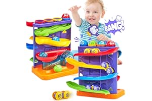 hahaland Toys for 1 Year Old Boys - 2 in 1 Pound & Roll Balls Toy & Car Ramp Race Track Toddler Toys Baby Toys 12 Months Early Developmental Hammer Montessori Toys Gifts for 1 2 3 Year Old Boys Girls