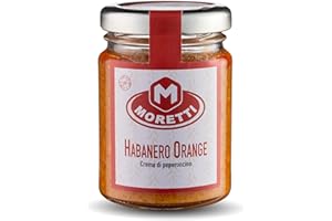 Moretti® Crema di Peperoncino Habanero Orange Tritato | Vasetto 90g | 100% Naturale Piccantezza MedioAlta | Peperoncini Coltivati e Lavorati in Calabria | Spalmabile Cremoso (Habanero 1 Pezzo)
