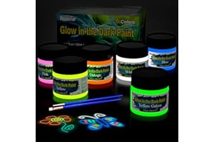 Roizefar Colori fluorescenti notturni, 6 × 30 ml, Glow In The Dark impermeabile, per tessuti 3D, colore fluorescente, per pietre notturne, pittura per bambini, ecc.