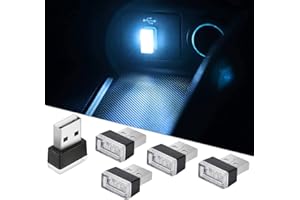 CTRICALVER Luce LED USB Auto, 5PCS Luci Ambiente Auto, Mini USB Kit per interni per auto, Illuminazione a LED Luce Ambientale per Auto, Interni per auto elettriche portatili,blu ghiaccio