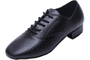 MINITOO QJ806 Mens Comfortable Leather Modern Salsa Tango Ballroom Latin Wedding Party Dance Shoes