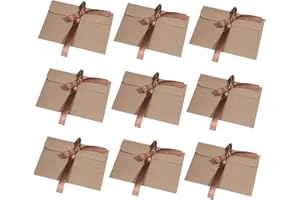 Wolintek [30 sztuk] Retro papier kraft koperty z recyklingu papier kraft koperty na wizytówki do ogólnego, biura, użytku domowego - brązowa wstążka (brązowa)