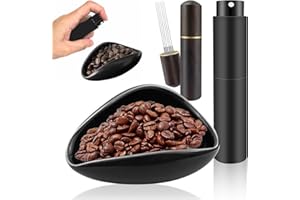 BITEFU Juego de 3 vasos dosificadores de granos de café, color negro, juego de herramientas, incluye herramienta Wdt de madera, taza de café y botella de spray RDT para café, té y regalos