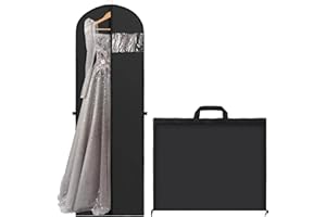 Hejo Kleidersack, 180 × 60 cm Faltbare Kleiderhülle, Lange Atmungsaktive Kleidersäcke mit Griffen, Staubdichte Kleidung Schutztasche, Garment Bag für Brautkleider, Abendkleider, Tanzkostüme (Schwarz)