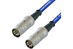 DESIGNACABLE Van Damme Midi-Kabel, 5-polig, DIN Phantomspeisung, Synthese, Schnittstelle, Fußschalter, Kabel (25 cm, schwarz) 10 m blau