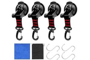 Criveple 4 Piezas Ventosas Furgoneta Camper, Anclaje de Ventosas, Ventosas con Gancho, Gancho Ventosa Toldo para Coche,Camping, Toldos Laterales (con 4 Gancho de S)