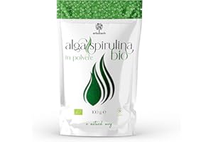 ‎ERBOTECH ERBOTECH Spirulina Organic Powder, 100 g Bag, Rich in Proteins, Calcium and Vitamins, Rich in Nutrients, Organic Support, Vegan, Made in Italy