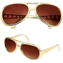 SLEEKEE 1 Paire Lunettes Dorées Style Rock Hippie Années 50 - Accessoire Fête Et Déguisement