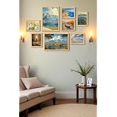 8&rsquo;li Ahşap &Ccedil;er&ccedil;eveli Tablo Seti &ndash;&Ccedil;i&ccedil;ek Temalı&ndash; 35x50 ve 20x30 cm &ndash; Dekoratif Duvar Tablosu-&Ccedil;i&ccedil;ek