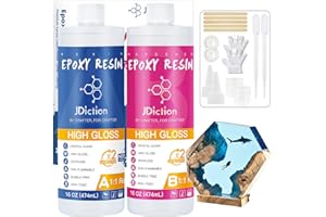 JDiction Epoxidharz Set - 1,13kg / 32oz epoxidharz glasklar gießharz - Neue Formel 1: 1 Verhältnis Profi Qualität glasklar & geruchsarm - Gießharz für Holz, Schmuckherstellung, Malerei, Flusstische