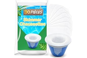 ROMIVO Chaussette Skimmer Piscine 30 Pièce, Réutilisable Chaussette Filtre Piscine, Prefiltre Skimmer Nylon Élastique avec Maillage Ultra-Fin, Chaussettes d'écumeur de Piscine pour les Débris et la Saleté