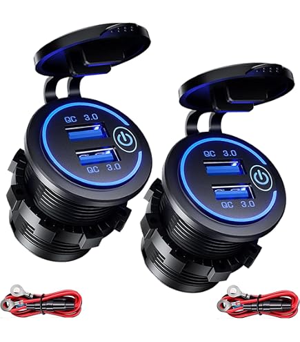 Presa USB Doppia Da 4.2A Per Auto, Moto E Barca - Caricatore 12V/24V Con LED Rosso E Impermeabilità IP66