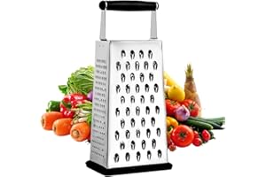 YADOBIG Rapeuse Legume 4 Côtés, Râpe Carrée Inoxydable, Rape Cuisine avec Base Antidérapante et Large Poignée, pour Fruits, Légumes, Fromage, Lavable au Lave-Vaisselle, Polyvalente Rapeuse a Legumes Manuelle