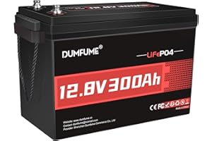‎DUMFUME Dumfume 12V 300Ah LiFePO4 Lithium Batterie 3840Wh 200A BMS, Max 15000 Tiefzyklen, 10 Jahre Lebensdauer Akku für Solarenergie, Wohnmobil, Camping, Photovoltaik, Heim-Energiespeicher