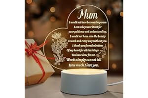 Juratar Mum Gifts for Christmas from Daughter Son, Mum Birthday Gifts, Acrylic Night Lamp Gifts for Mum, Presents for Mum, Christmas Mummy Gifts