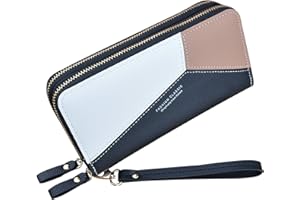 YIXUAN LLC Portefeuille pour Femme avec Double Fermeture éclair Portefeuille Portefeuille en Cuir PU pour Femme Portefeuille à Longue Pochette Grande Capacité Portefeuille Bracelet (Noir4)