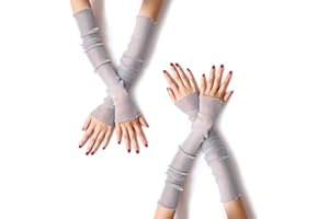 MUYDZ 2 Pair Women's Long Arm Sleeves with Lace Mesh Tulle, Cooling and Warming Dual Purpose Sun Sleeves for Women, Girls