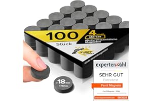 ‎X-BET MAGNET Keramik-Magnete - 100 Stück Magnete Schwarz - 18x5 mm Magnete Rund - Ferrit Magnete Stark - Magnete Klein perfekt für Whiteboard, Magnettafel, Haftmagnete - Magnete Schwarz