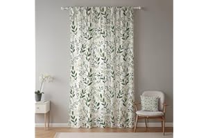 ‎GGAIMWF ggaimwf Grüne Blättervorhänge für Wohnzimmer Botanische Blattpflanzen Rustikales Natur-Aquarell Vorhänge im Landhausstil Fenstervorhänge für Schlafzimmer und Garten Balkon Tür 1 Paneel 107x160cm