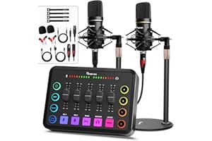 Hayner-Seek Paquete de equipos de podcast - MHS124 - Interfaz de audio MIDI - 5 canales - USB - Minimalista - Kit de podcast todo en uno para transmisión en vivo