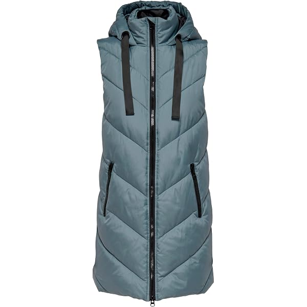 Tuopuda Dames Lang Gewatteerd Vest Met Capuchon - Lichtgewicht Puffer Bodywarmer Met Zakken
