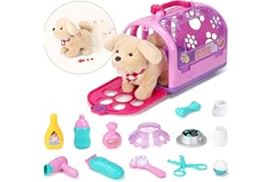 SOTODIK Sotoidk Jouet Vétérinaire avec Peluche Chien Jeux D'imitations Cadeau Clinique Vétérinaire Outils Malette Docteur pour Enfants Garçons Filles 2 3 4 5 6 Ans
