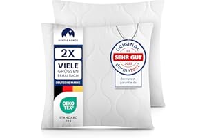 Gentle North Kopfkissen (45x45 cm groß) - 2er Set Kissen für Bett und als Dekokissen - Mit Reißverschluss für Füllung - Sofakissen - Zierkissen für Couch und Sofa - Ökotex - Waschbar bis 60° - Weiß