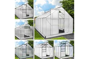 BRAST Gewächshaus Aluminium mit Fundament | 41 Modelle | 130x190x195cm - 490x250x235cm | TÜV geprüft | 6mm Hohlkammerplatten | rostfrei wetterfest temperaturbeständig | 130x190x195cm Silber
