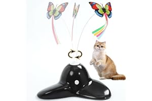 Vealind Jouet interactif pour chat avec papillon - Jouet électrique pour chat - Intelligence - Tumbler - Fonctionne avec 2 papillons - Noir