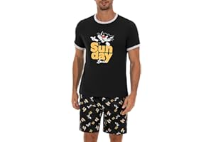 Demegimi Pijama Hombre Algodón Pijama de Verano Divertido Hombre Conjunto Pijama Hombre Verano Manga Corta Pijamas para Mangas Camiseta Cortas con Bolsillos